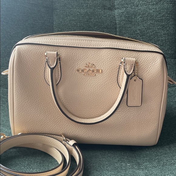 Coach Handbags - Coach Beige ivory Leather Rowan Satchel